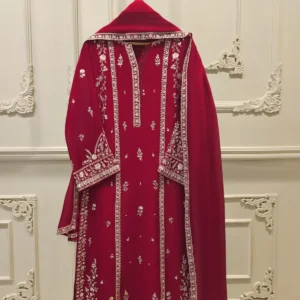 3 Piece - Pure Embroidered Cotton Net Suit S111910 at Anjum Afroz Fashion House