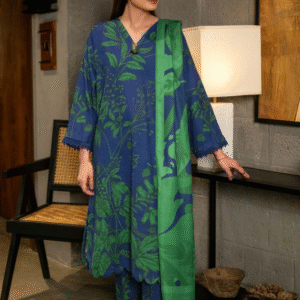 M.Basics 3 Pc Unstitched Printed Khaddar Suit | 01-B